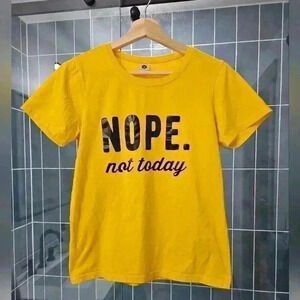 Yellow 'Nope. Not Today' Short Sleeve Graphic T-shirt